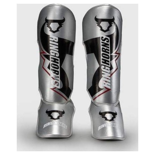 Ringhorns Charger by Venum Shin Guards - Silver/Black