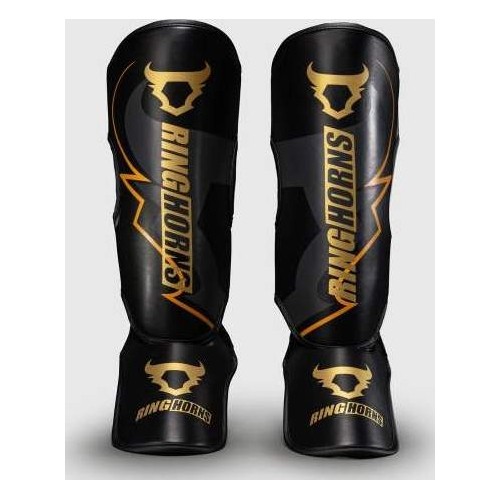 Ringhorns Charger by Venum Shin Guards - Black/Gold