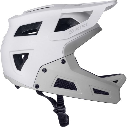 Šalmas FORCE Drop Downhill // dydis: S-M (55-58 cm) (balta/pilka)
