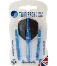Zestaw shaftów i piórek do darta Harrows Twin Pack Medium - Aqua