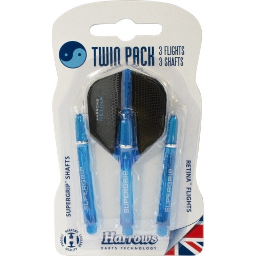 Zestaw shaftów i piórek do darta Harrows Twin Pack Medium - Aqua