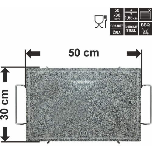 Grilovací deska žulová GRANIT XL s drážkou a držákem 50x30x1,65cm