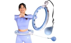 ZESTAW HULA HOOP MAGNETYCZNY NIEBIESKI HHM15 Z OBCIĄŻNIKIEM + LICZNIK HMS + WSPORNIK TALII BR163 CZERWONY
