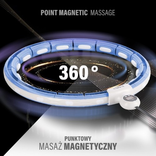 ZESTAW HULA HOOP MAGNETYCZNY NIEBIESKI HHM15 Z OBCIĄŻNIKIEM + LICZNIK HMS + WSPORNIK TALII BR163 CZERWONY