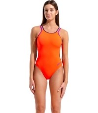 W Solid Double Cross Back Bright Coral-Plum-Very Fuchsia 34 - 499