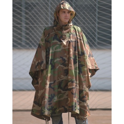 Poncho przeciwdeszczowe MIL-TEC Ripstop, Woodland