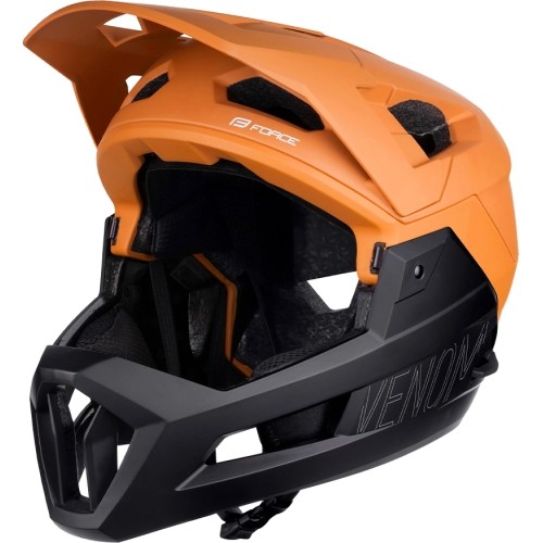 Downhill šalmas FORCE VENOM // dydis: S/M (55-58 cm) (oranžinė/juoda)