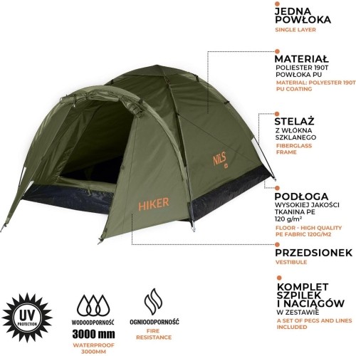Namiot turystyczny Nils Camp Hiker NC6010, khaki