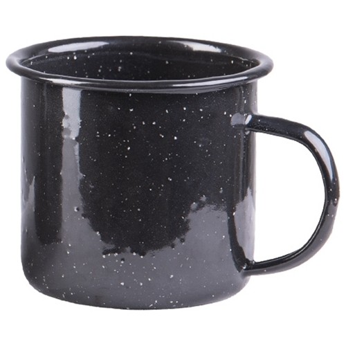 Czarny emaliowany kubek Western, 350 ml