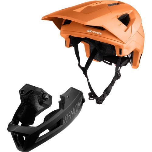 Downhill šalmas FORCE VENOM // dydis: S/M (55-58 cm) (oranžinė/juoda)