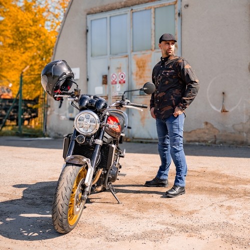 Męskie jeansy motocyklowe BOS Micas - Acid Blue