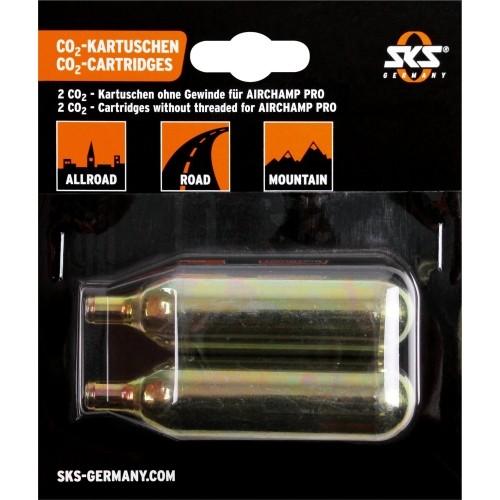 Suspausto oro CO2 balionėlis SKS for Airchamp 16G, non-threaded (pair)