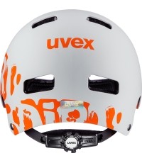 Kask Uvex Kid 3 dirtbike, jasnoszaro-pomarańczowy