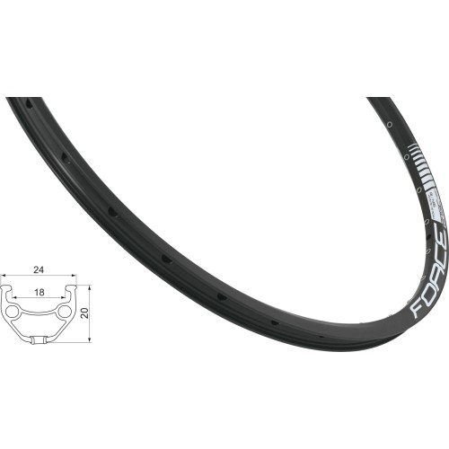 Ratlankis FORCE Basic 27,5" (584x18), d-brake, 36H (juodas)