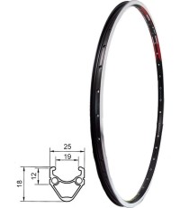 Ratlankis 27,5", HL20DD v-brake, 36H, dvigubas, su kniedėmis (juodas)