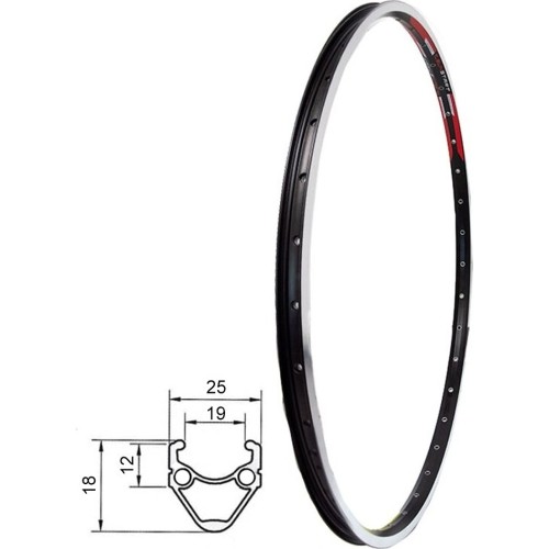 Ratlankis 27,5", HL20DD v-brake, 36H, dvigubas, su kniedėmis (juodas)
