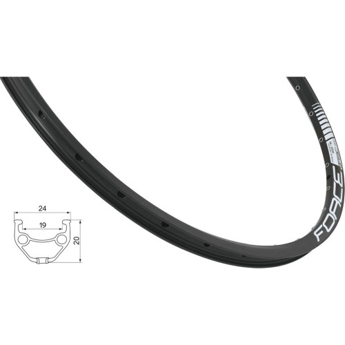 Ratlankis 26", FORCE Basic (559x19), d-brake, 36H (juodas)