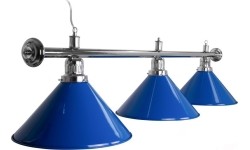 Lampa bilardowa Blue Light, 3 klosze, niebieska, Ø 35 cm, 150 cm