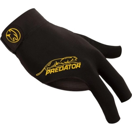 Billiard Glove, Predator Second Skin, 3-Finger, black-yellow, to wear on right hand, XXS
