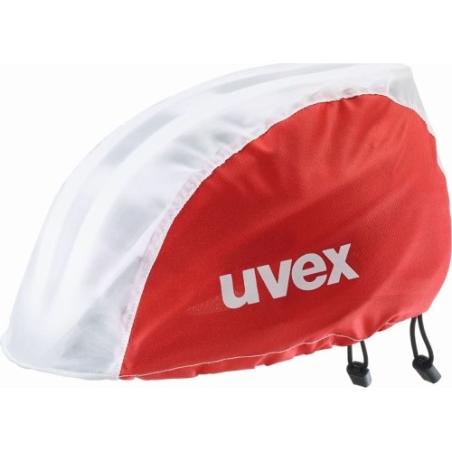 Pokrowiec przeciwdeszczowy na kask Uvex Bike, czerwono-biały