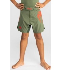 Venum Light Kids Fightshorts - Army Green/Orange