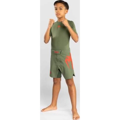 Venum Light Kids Fightshorts - Army Green/Orange