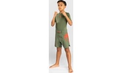 Venum Light Kids Fightshorts - Army Green/Orange