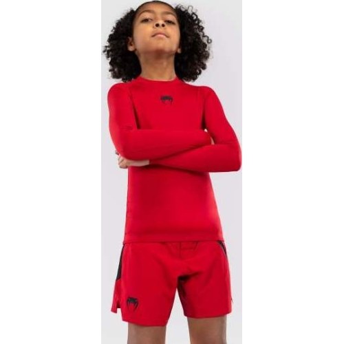 Venum Contender Kids Rashguards Long Sleeves - Cherry Red