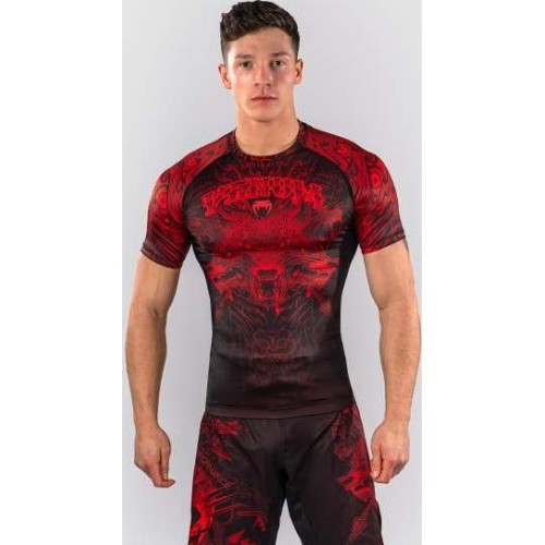 Venum Wolf Atak Short Sleeve Rashguard - Black/Red