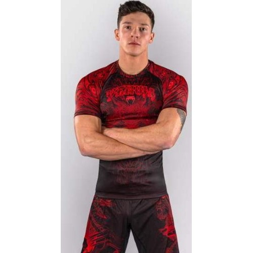 Venum Wolf Atak Short Sleeve Rashguard - Black/Red