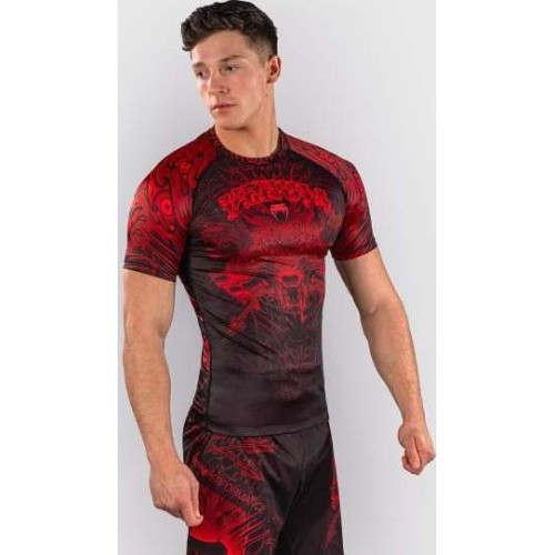 Venum Wolf Atak Short Sleeve Rashguard - Black/Red
