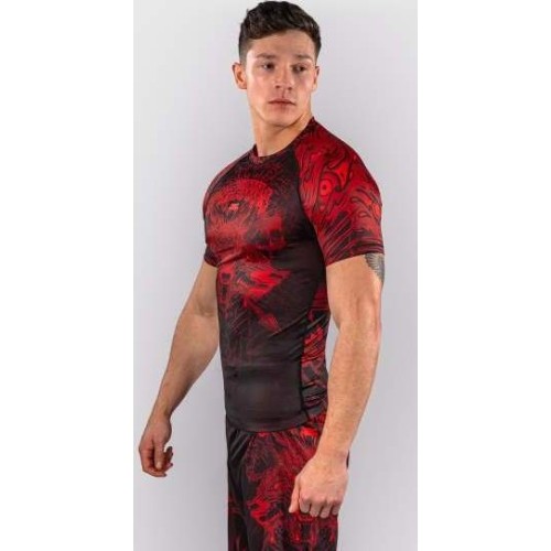 Venum Wolf Atak Short Sleeve Rashguard - Black/Red