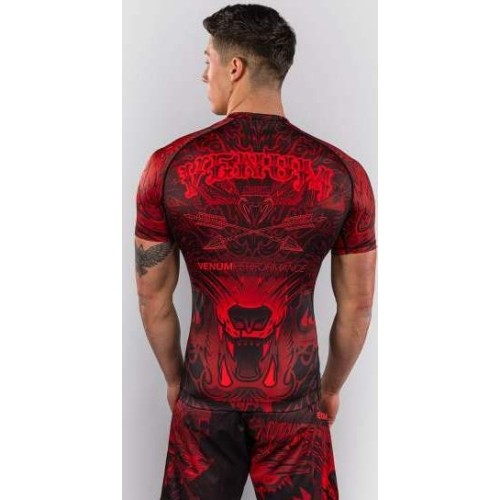 Venum Wolf Atak Short Sleeve Rashguard - Black/Red