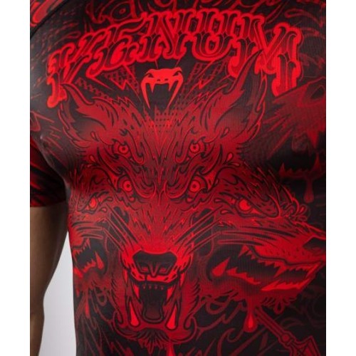 Venum Wolf Atak Short Sleeve Rashguard - Black/Red