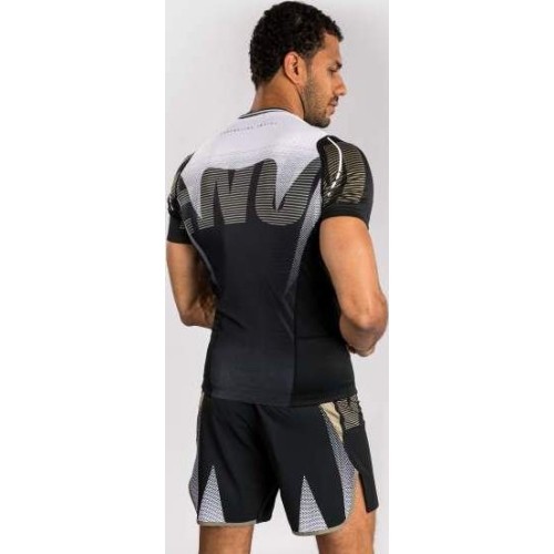 Venum Adrenaline Short Sleeve Rashguard - Black/Sand