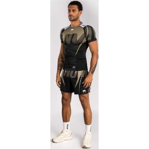 Venum Adrenaline Short Sleeve Rashguard - Black/Sand
