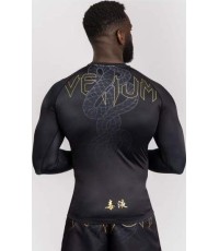 Venum Serpenti Long Sleeve Rashguard - Black/Silver/Gold