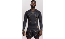 Venum Serpenti Long Sleeve Rashguard - Black/Silver/Gold