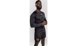 Venum Serpenti Long Sleeve Rashguard - Black/Silver/Gold