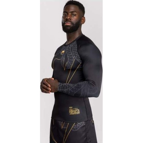 Venum Serpenti Long Sleeve Rashguard - Black/Silver/Gold