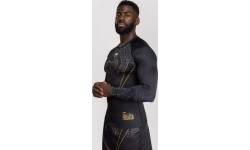 Venum Serpenti Long Sleeve Rashguard - Black/Silver/Gold