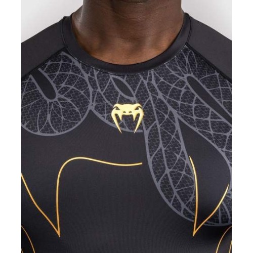 Venum Serpenti Long Sleeve Rashguard - Black/Silver/Gold