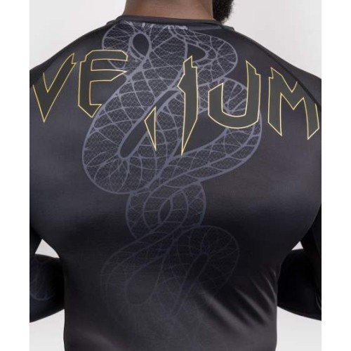 Venum Serpenti Long Sleeve Rashguard - Black/Silver/Gold