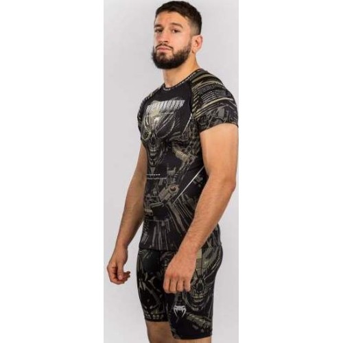 Venum Invader Short Sleeve Rashguard - Black/Sand