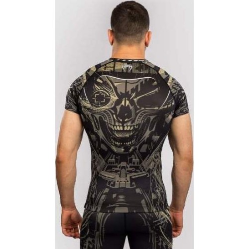 Venum Invader Short Sleeve Rashguard - Black/Sand