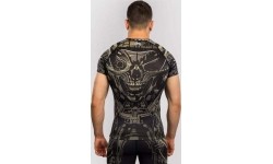 Venum Invader Short Sleeve Rashguard - Black/Sand