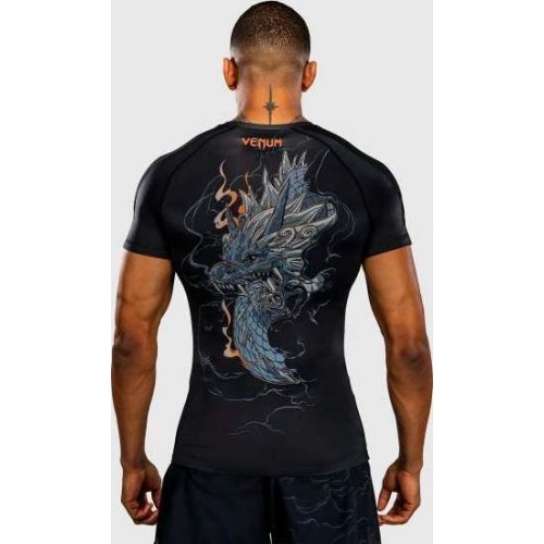 Venum Thunder Dragon Short Sleeves Rashguard - Black/Grey/Copper