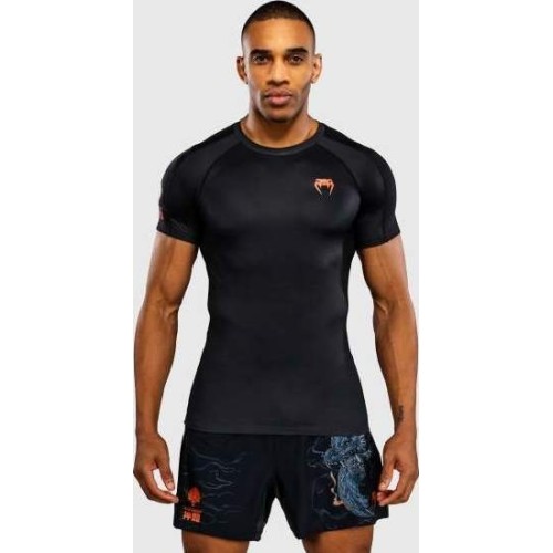 Venum Thunder Dragon Short Sleeves Rashguard - Black/Grey/Copper