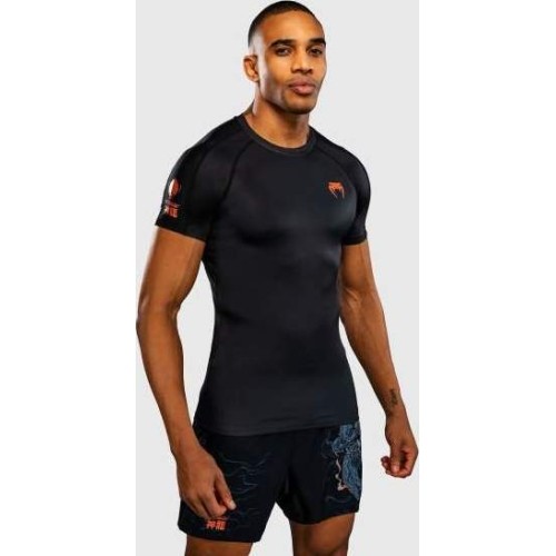 Venum Thunder Dragon Short Sleeves Rashguard - Black/Grey/Copper