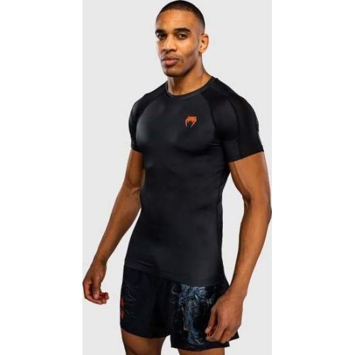 Venum Thunder Dragon Short Sleeves Rashguard - Black/Grey/Copper